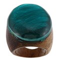 City Style Wood Turquoise Resin Oval Fashion Ring