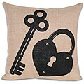 Thro Lock and Key Printed Jute Pillow (20 x 20)