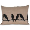 Thro Birds On Branch Printed Jute Pillow (16 x 22)