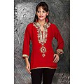 Red Georgette 3/4-Sleeve Kurti/Tunic (India)