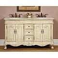 58-inch Stone Counter Top Bathroom Vanity Lavatory Double Sink Cabinet