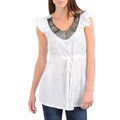 Stanzino Women's White Summer Beaded Neckline Top