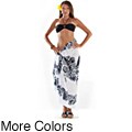 Batik Black/ White 3-row Floral Sarong (Indonesia)