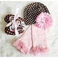 Baby Girl Pink and Brown Polka Dot Gift Set