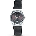 Skagen Women's Silvertone Twisted Topring Charcoal Grey Mesh Watch