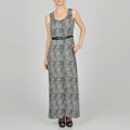 Sharagano Women's Reptile Print Belted Maxi Dress