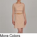Sharagano Women's Popover Novelty Belted Career Dress