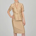 Signature by Larry Levine Women's Two-piece Gold Skirt Suit