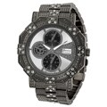Geneva Platinum Men's Chronograph-style Rhinestone Gunmetal Link Watch
