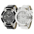 Geneva Platinum Women's Rhinestone-accented Simulated Leather Watch