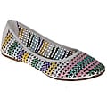 Elegant by Beston Women's 'Zinnia-3' White Woven Flats
