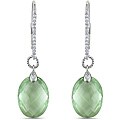 14k White Gold Green Amethyst 1/8ct TDW Diamond Earrings (G-H, SI1-SI2)
