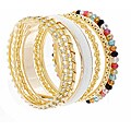 NEXTE Jewelry Gold Overlay Colored Bead Stackable 7-piece Bracelet Set