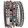 NEXTE Jewelry Black-plated Colored Bead Stackable 7-piece Bracelet Set
