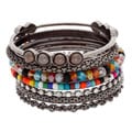 NEXTE Jewelry Black-plated Colored Bead Stackable 7-piece Bracelet Set