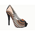 Italina by Beston Women's Black Peep Toe Pumps