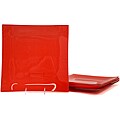 Red Tempered Glass Dinner Plate/Charger Set