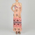 LA Gold Women's Coral Allover Scroll Maxi Dress