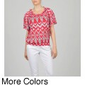 L.A. Gold Women's Geometric Flutter Sleeve Tunic Top