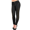Stanzino Women's Black Lace Pocket Studded Skinny Pants