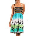 Stanzino Women's Aqua Green Spaghetti Strap Mix Print Dress