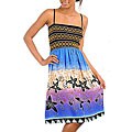 Stanzino Women's Royal Purple Spaghetti Strap Mix Print Dress