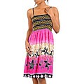 Stanzino Women's Fushchia Black Spaghetti Strap Mix Print Dress