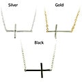 Finesque Silver Overlay Diamond Accent Cross Necklace