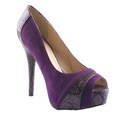 Be Intouch by Beston Women's 'Texas-2' Purple Peep Toe Pumps