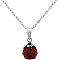 Sterling Silver Black and Red Crystal Ladybug Necklace