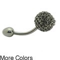 Sterling Silver 14-gauge Stainless Steel Crystal Belly Button Ring