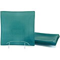 Turquoise Tempered Glass Dessert/Salad Plate Set