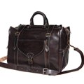 Large Leather Travel Bag, Dark Brown (Morocco)