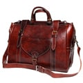 Hand-crafted Vintage-style Chestnut-brown Leather Travel Bag (Morocco)
