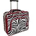 World Traveler Red Trim Zebra Fashion Print Women's Rolling 17-inch Laptop Case