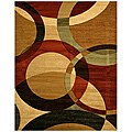 Hand-carved Green Geometric Circles Rug (7'10 x 9'10)