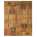 Hand-knotted Wool Tribal Patch Rug (9' x 12')