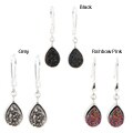 Pearlz Ocean Sterling Silver Pear-cut Druzy Dangle Earrings