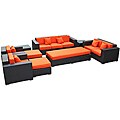 Eclipse Rattan Espresso with Orange Cushions 9-piece Outdoor Set