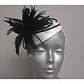 Women's Swan White/ Black Ribbon/ Feather Fascinator Hat