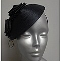 Swan Women's Black Satin Ribbon Rose Fascinator Hat