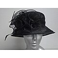 Swan Women's Black Organza Flowers Packable Church Hat