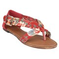Neway by Beston Women's 'Zual' Red Floral Sandals