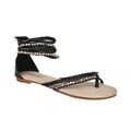Neway by Beston 'Efia' Women's Black Rhinestone Gladiator Thong Sandals