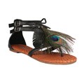 Neway by Beston 'Fawn' Women's Black Peacock Gladiator Thong Sandals