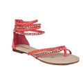 Neway by Beston 'Efia' Women's Coral Rhinestone Gladiator Thong Sandals