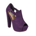 Neway by Beston 'Daisy-02' Women's Purple Peep-toe Chunky Heels