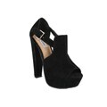 Neway by Beston Women's 'Daisy-02' Black Peep Toe Platforms