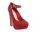 Neway by Beston 'Bebe-01' Women's Red Mary Jane Ankle-strap Platform Pumps