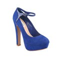 Neway by Beston 'Bebe-01' Women's Blue Mary Jane Ankle-strap Platform Pumps